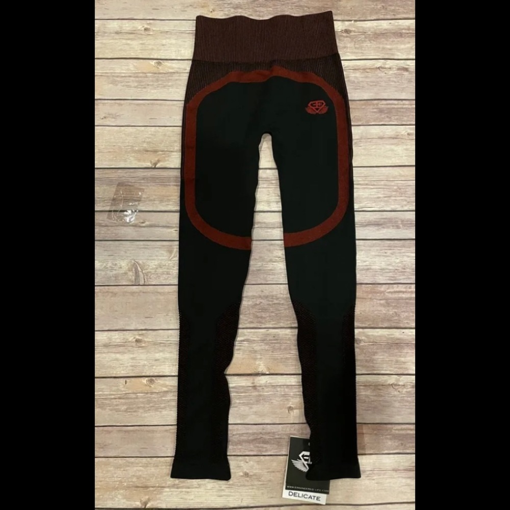 Engineered life red black sz xs leggings athleisure yoga workout pants new